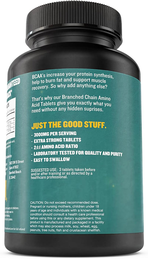BCAA Tablets 1000 mg - Branched Chain Amino Acids Supplement for Muscle Recovery & Energy - Pre or Post Workout BCAAs for Men & Women - 120 Pills ...