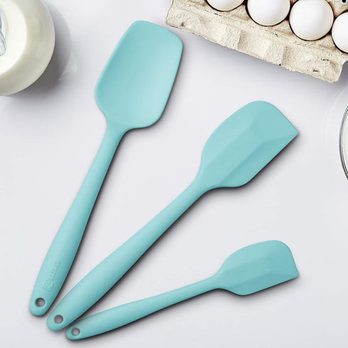 Silicone Spatula 3-piece Set, Ergonomic Handle High Heat-Resistant Spatulas, Non-stick Rubber Spatulas with Stainless Steel Core, Aqua Sky...