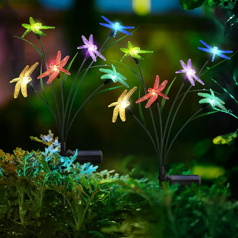 Solar Garden Light Spring Outdoor Decoration Dragonfly Swing light Set 2 Suitable for patio garden patio yard landscape path decoration...