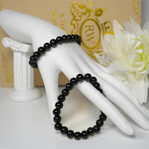 145pcs Glass Beads, 8mm Glass Beads for Barcelet and Jewelry Making DIY Crafts (Black)...