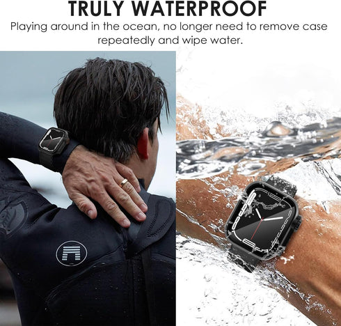 Ultra Look - Fullife 2 in 1 Compatible with Apple Watch Case Series 9 45mm Waterproof Screen Protector, Front & Back Full Protective Bumper Face C...