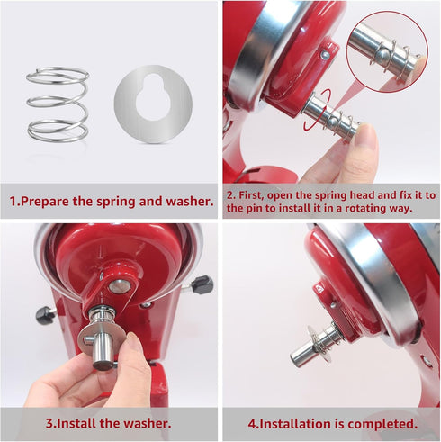 for Kitchen Aid Stand Tilt-head Mixer Spring and Washer, 4PCS Mixer Quick Install Parts for Kitchen Aid Mixer Accessories Stainless Steel...