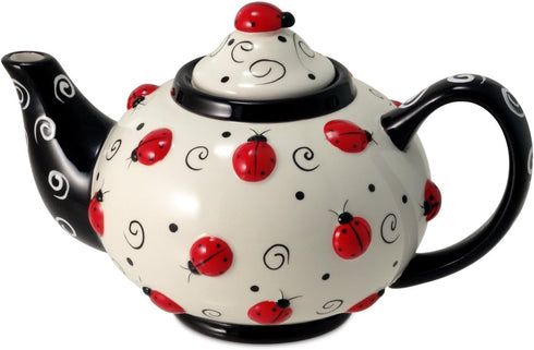 Ladybug With Swirls Teapot For Kitchen Decor And Teas...