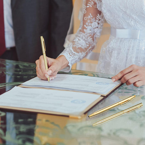 25 Pack Gold Pens Bulk Gold Metallic Pens Slim Ballpoint Pens Retractable Christmas Ballpoint Pen with Black Ink Metal Pens Mini Conical Pens for ...