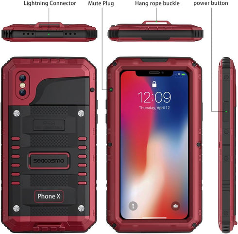 seacosmo Waterproof iPhone XR Case with Built-in Screen Protector, 360 Full Body Protective Military Grade Rugged Shockproof Case Cover Compatible...
