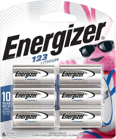 Energizer 123 Batteries, Lithium CR123A Battery, 6 Battery Count...