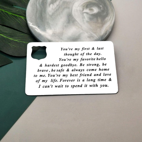 Vadaka Police Officer Gift Metal Wallet Insert Card for Boyfriend Police Jewelry Husband Gift From Wife Couple Gift Anniversary Card Gifts Engrave...