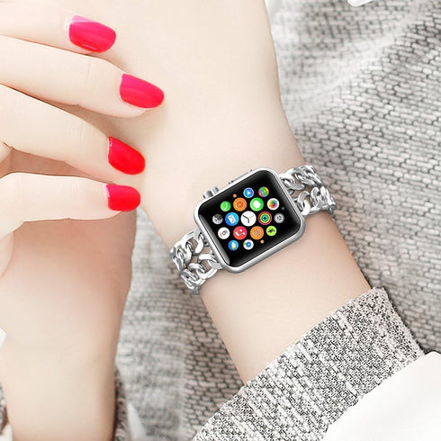 Compatible Apple Watch Band for Woman Man 45mm 49mm 42mm 44mm, Stainless Steel Cowboy Style for iWatch Series 10 9 8 7 6 5 4 3 2 se (Silver)...