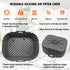 Large Air Fryer Silicone Liner for 8-10QT Ninja Dual Basket Air Fryer, Non-Stick Air Fryer Pot, Rectangular Air Fryer Silicone Basket, Reusable Ai...