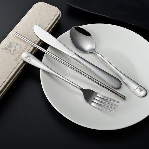 | Travel Utensils Set | Reusable Camping Cutlery Set | Stainless Steel Flatware Set | Portable Silverware Set with Case | Includes Knife/Fork/Spoo...