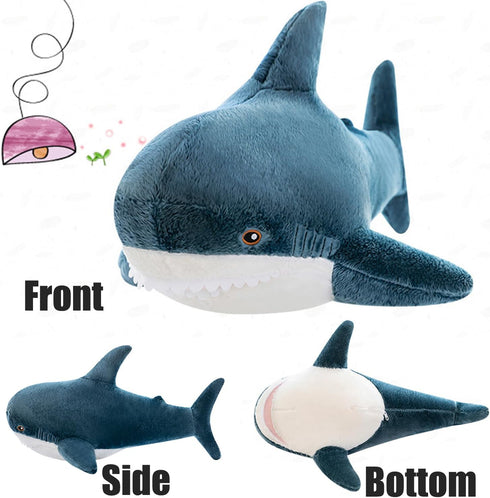 Giant Shark Plush Pillow Soft Toy Stuffed Blue Shark Animal Pillow Comfortable Sleeping Pillow Back Cushion Doll Gift for Kids (Blue, 60cm/23.62in...