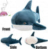 Giant Shark Plush Pillow Soft Toy Stuffed Blue Shark Animal Pillow Comfortable Sleeping Pillow Back Cushion Doll Gift for Kids (Blue, 60cm/23.62in...
