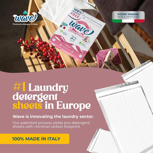 Wave Laundry Detergent Sheets - Unscented (64 Loads) - Dissolves Faster & Higher Cleaning Power Over Competitors - Multi-Purpose Laundry Cleaner -...