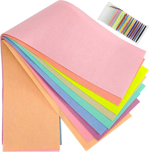 9Pcs Felt Fabric Sheets 36" x 8" Craft Felt Squares 1mm Thick Non-Woven Felt Sheets for Craft, Christmas Ornaments, School Projects, Festival Deco...
