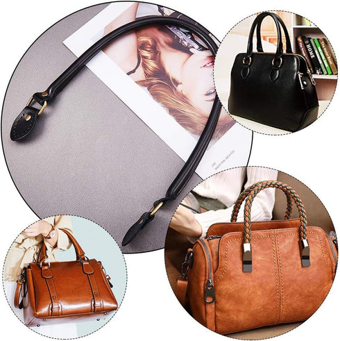 PH PandaHall 2pcs Leather Purse Handles 24.2” Sew On Bag Handles Purse Replacement Strap Black PU Leather Handbag Strap for Purses Handbag Shoulde...