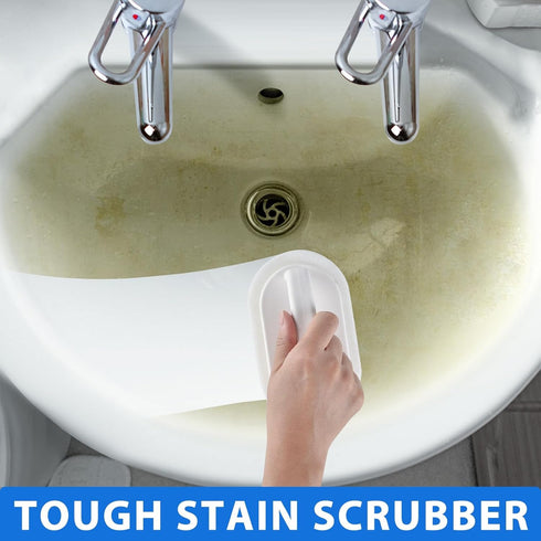 Handle Bath Tub Scrubber, Non Scratch Bathroom Scouring Pad, Bathtub Scrubber Soap Scum Remover for Shower Tile Grout Sink Pool Step & Corner, Hea...
