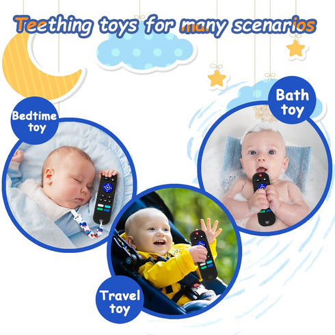 Soft Silicone Teething Toys for Toddlers, Teething Toys for Babies 6-12 Months - Boys Girls Baby Molar Teether Chew Toys Set, Remote Control Shape...