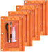 Binder Fabric Pencil Pouch 3-Ring Binder Pencil Case Bag with Zipper 4 Pack (Orange)...