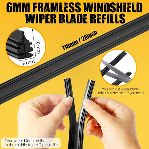 MIKKUPPA 28" Silicone Windshield Wiper Blades Refills, 4 Pack Adjustable Universal Wiper Refills Replacement for Ford Chevy Tesla Toyota Hyundai H...