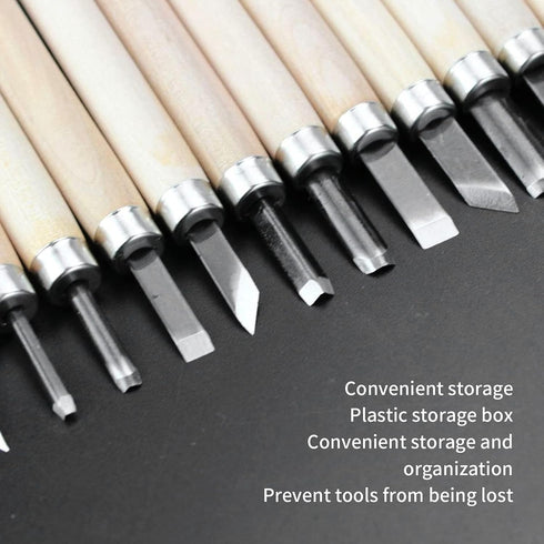 12Pcs Wood Carvin Tool Set, Rubber Stamp Carvin Knife, Steel Sculpture Knife for Soft Materials Wood Soap Clay...