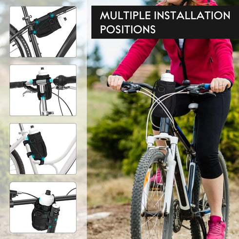 Bike Cup Holder, Water Bottle Holder Handlebar for Bike with Mesh Pockets, Universal Cycling Bicycle Water Bottle Drink Cup Cage for Cruiser, Scoo...