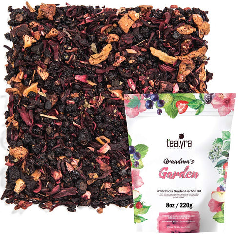 Tealyra - Grandma's Garden Berry - Fruit Tea Blend - Hibiscus and Berries Based Herbal Loose Leaf Tea - Vitamines Rich - Caffeine-Free - Hot and I...