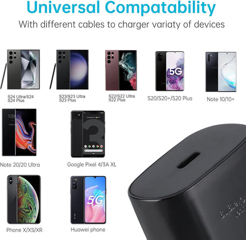 Super Fast Type C Charger, 25W USB C Wall Charger for Samsung Galaxy S24 Ultra/S24+/S24/S23 Ultra/S23/S22 Ultra/ S22/ S22 Plus, S20 / S21 Ultra Pl...