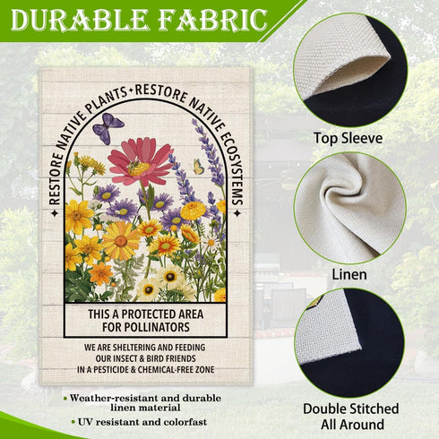Restore Native Plants Welcome Garden Flag, 12 x 18 Inch Double Sided Holiday Yard Outdoor Farmhouse Lawn Decor Flag, Funny Gardening Yard Flag Gif...