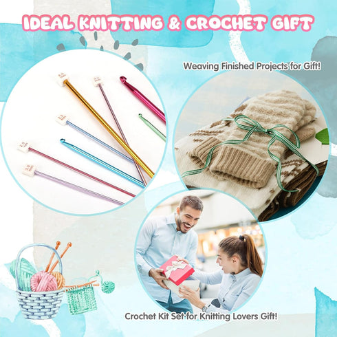 LIHAO 9PCS Long Crochet Hooks Set, 2mm(B)-8mm(L) Aluminum Tunisian Crochet Hooks, Knitting & Crochet Supplies Tool for Beginner, Crocheter & Knitt...