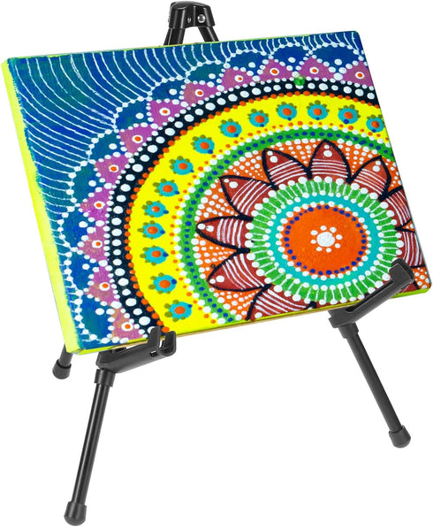 PATIKIL 1Set Tabletop Easel Stand for Display, 14in Table Top Easel Stand Small Portable Tripod Aluminum for Signs Poster Art Painting Decor Pictu...