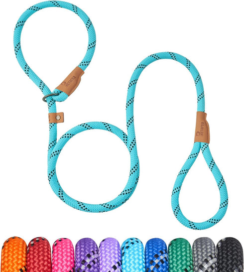5 FT Slip Lead Dog Leash, Heavy Duty Rope Leash for Small Medium Large Dogs, No Pull Training Lead with Reflective Thread, Strong Comfortable Loop...