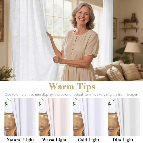 H.VERSAILTEX Elegant Natural Linen Semi Sheer Blended Energy Efficient Light Filtering Linen Textured Curtains/Nickel Grommet Window Treatments Pa...