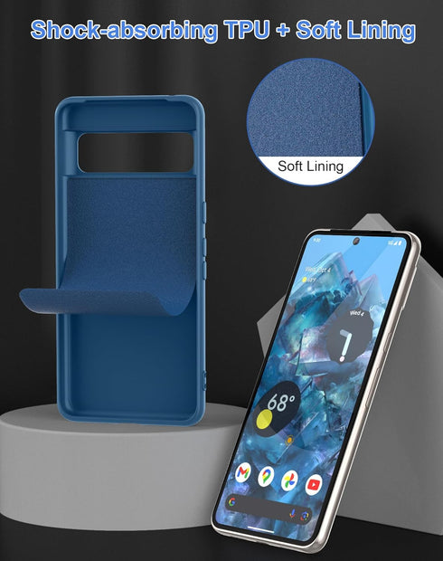 Case for Google Pixel 8 Pro, Thin Phone Case with Soft Interior Slim Flexible Back Cover for Pixel 8 Pro - Blue...