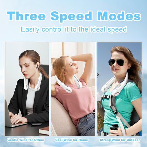 Coastacloud Portable Neck Fan, Rechargeable Turbo Bladeless Fan, 3 Speeds Adjustment 360° Cooling Airflow, Hands Free Wearable Personal Fans for O...