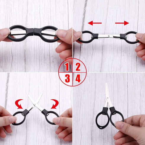 Folding Scissors Small Foldable Scissors Mini Travel Stainless Steel Portable Scissors Bulk Glasses Shaped Anti Rust Sewing Cutter Shear for Nurse...