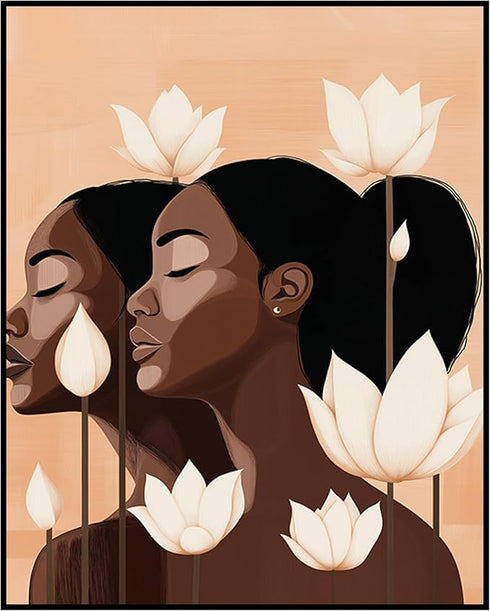 Posterizer 1 pcs-minimalist African woman art with pretty flowers 3-Afro-American Art Collection-Abstract & Modern Art-Chic Home Decor- unframed w...