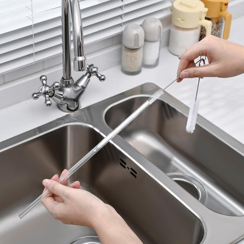 SUBEKYU Bottle Brush, Baby Bottle Brush with Nipple and Straw Cleaner Set for Cleaning Water Bottle, Gray+ White, 4P...