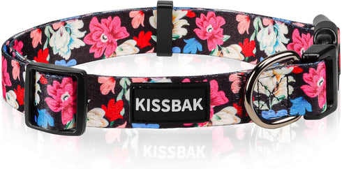 KISSBAK Dog Collar for Large Dogs - Special Design Cute Girl Dog Pet Collar Soft Adjustable Fancy Floral Girl Puppy Dog Collars (L, Floral Spring)...
