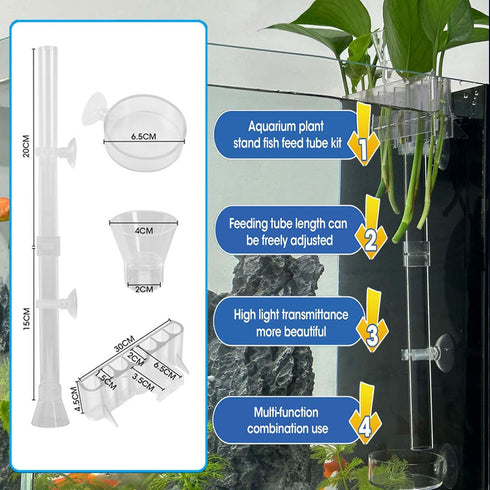 Fish Feeding Tube Aquarium Plant Holder Kit?Fish Feeder for Aquarium?Plant Holder for Fish Tank?Removable Adjusted Length Shrimp Feeding Dish?Plan...