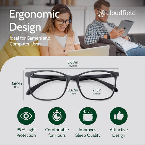 cloudfield Anti Blue Light Glasses for Men & Women I Non Prescription Blue Light Glasses for Computer I Ease Digital Eye Strain...