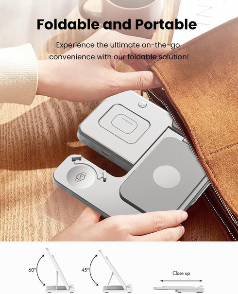 Wireless Charger for Samsung Charging Station: GEEKERA 3 in 1 Foldable Phone Charger Stand for Galaxy Watch6/5 Pro/4/3/Active, S24 Ultra/S24 Plus/...