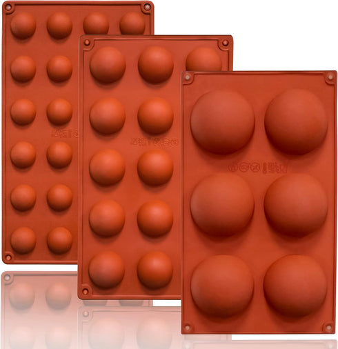Semi Circular Silicone Molds, Non-Stick Silicone Chocolate Molds,3 Packs Baking Molds for Making Chocolate, Cake, Jelly, Desert, Biscuit, Dome Mou...