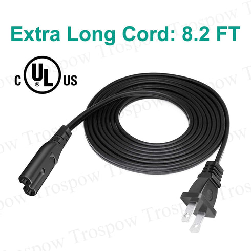8.2ft Power Cord for Klipsch R-41PM R-51PM The One Plus Premium Bluetooth Speaker 2 Prong AC Power Cord Cable Replacement...