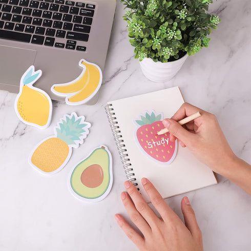 Cobee Cute Fruit Sticky Notes, 6 Pack Large Fruit Cartoon Sticky Notes Fruit Shape Markers Flags Cartoon Large Self-Stick Memo Pads Students Home ...