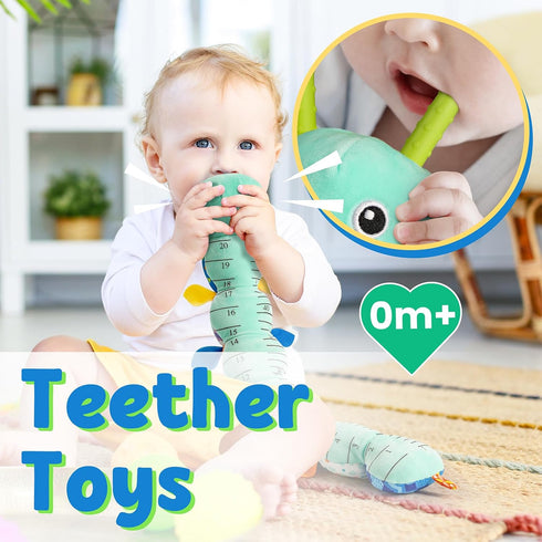 Baby Toys Musical Caterpillar,Infant Toys Stuffed Animal Toys with Ruler Design and Ring Bell,Baby Teething Toys for Tummy Time Newborn Boys Girls...