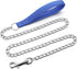 Metal Dog Leash Chew Proof Dog Chain Leash 4ft, 8ft Heavy Duty Sturdy Pet Dog Leash with Red Padded Handle for Large Medium Dogs (4'/3.0mm, Blue H...