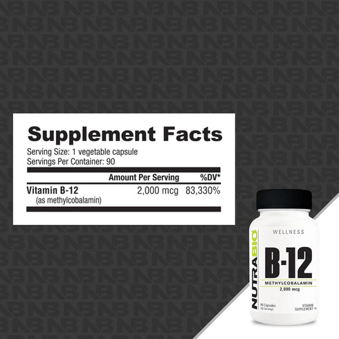 NutraBio Methyl B-12 Vitamin Supplement, 2000mcg – Promotes Cellular Health and Wellness, 90 Vegetable Capsules...