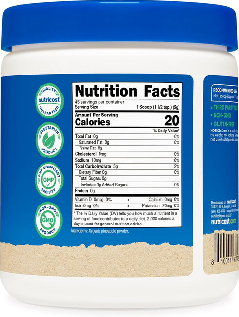 Nutricost Organic Pineapple Powder (8 OZ) - USDA Certified Organic, Pineapple Juice Powder, Gluten Free...