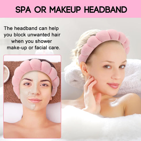 TailaiMei 2Pcs Spa Headbands for Washing Face or Facial, Sponge Skincare Headband Terry Cloth Headband for Makeup Removal, shower, Hair Accessorie...