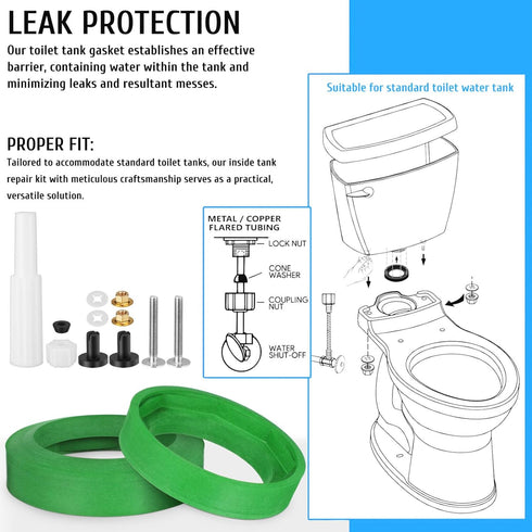 OSALADI 1 Set Universal Toilet Tank to Bowl Repair Kit Gasket Kit Inside Tank Toilet Repair Kit Tank Sealing Gasket Toilet Tank Replacement Parts...